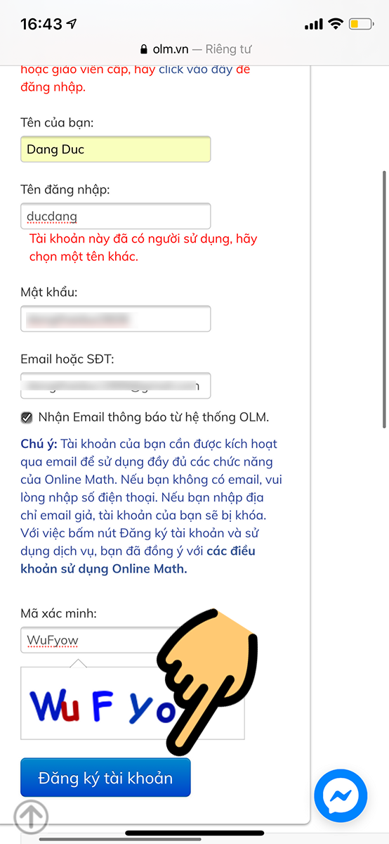 Cách đăng ký tài khoản OLM, luyện giải Toán trên olm.vn