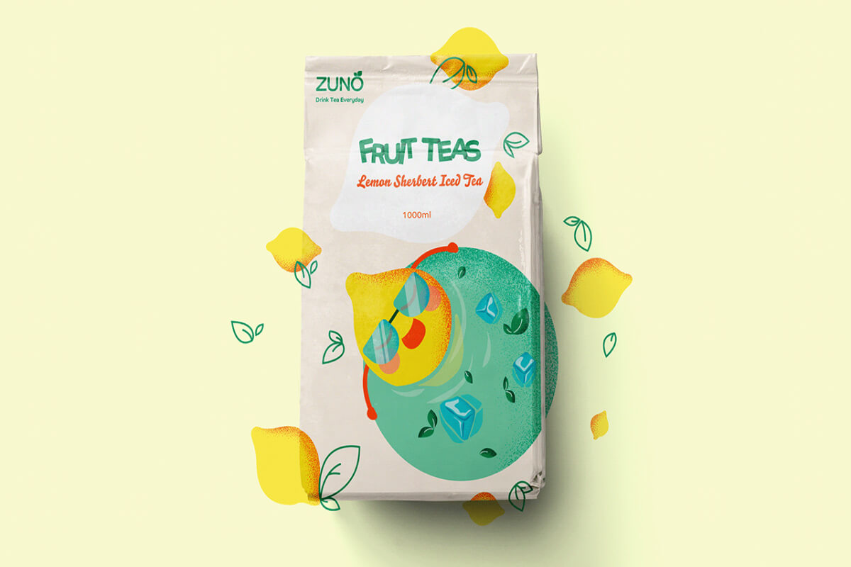 Thiết kế bao bì trà trái cây thu hút người dùng với nhiều chi tiết bắt mắt