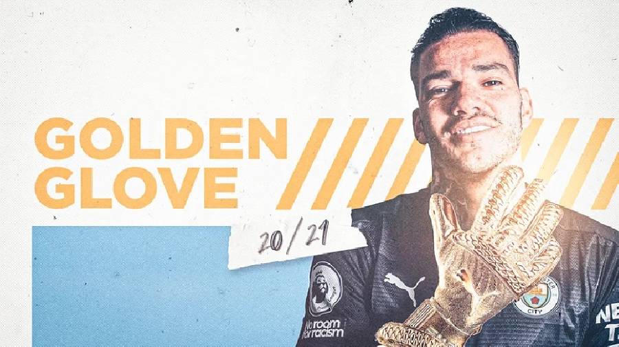 Ederson giành 'Găng tay vàng' Ngoại hạng Anh mùa giải 2020/21