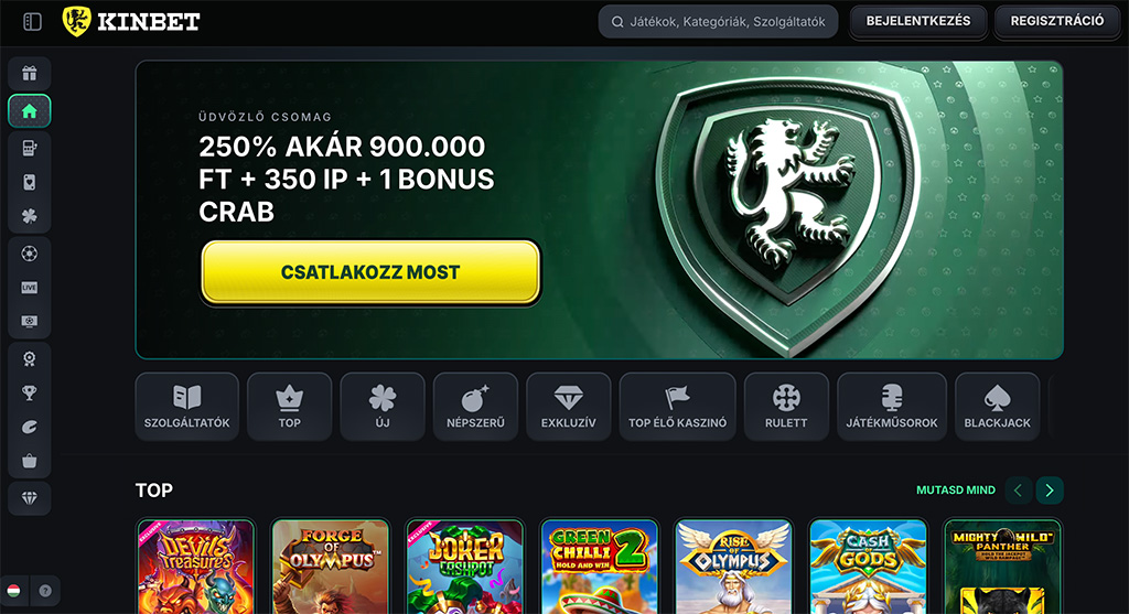 Kinbet kaszinó - Nyomja meg a határt 250% 3,000 €-ig + 350 FS