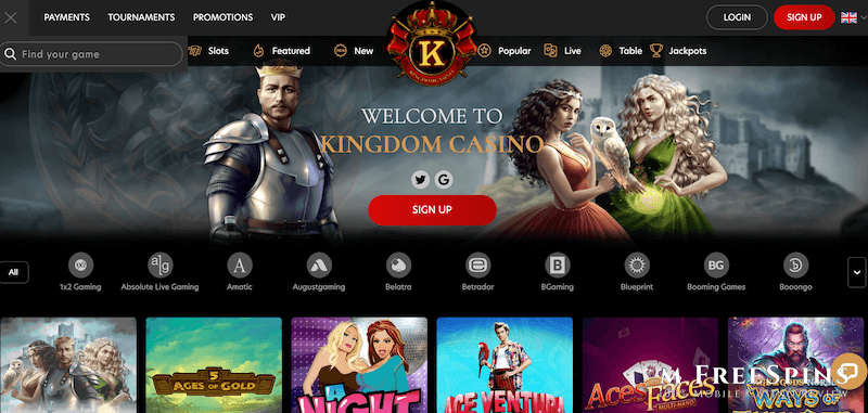 Kingdom Casino : 100% Match Deposit Bonus + 25 Free Spins