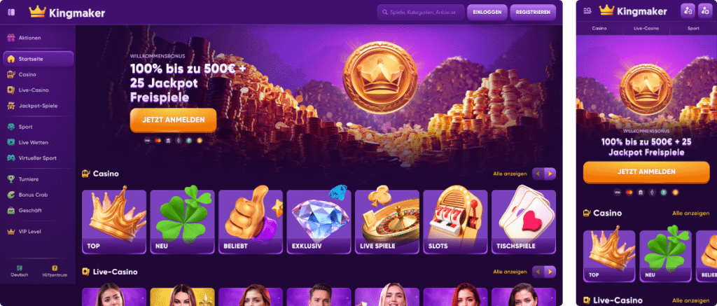 KingMaker Casino Test 2024: Bonus mit 25 jackpot freispiele