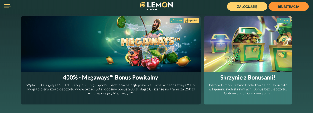 Lemon Casino PL ⚡️ 2x 100% Nieprzylepny Bonus do 300 € ⚡️