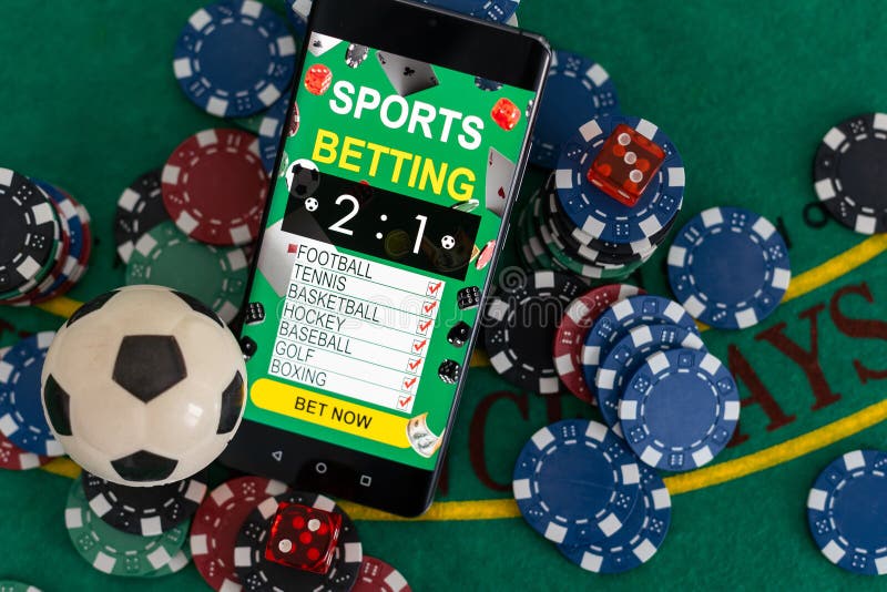 Smartphone with Poket Table on Screen, Playing Cards and Chip Cards on ...